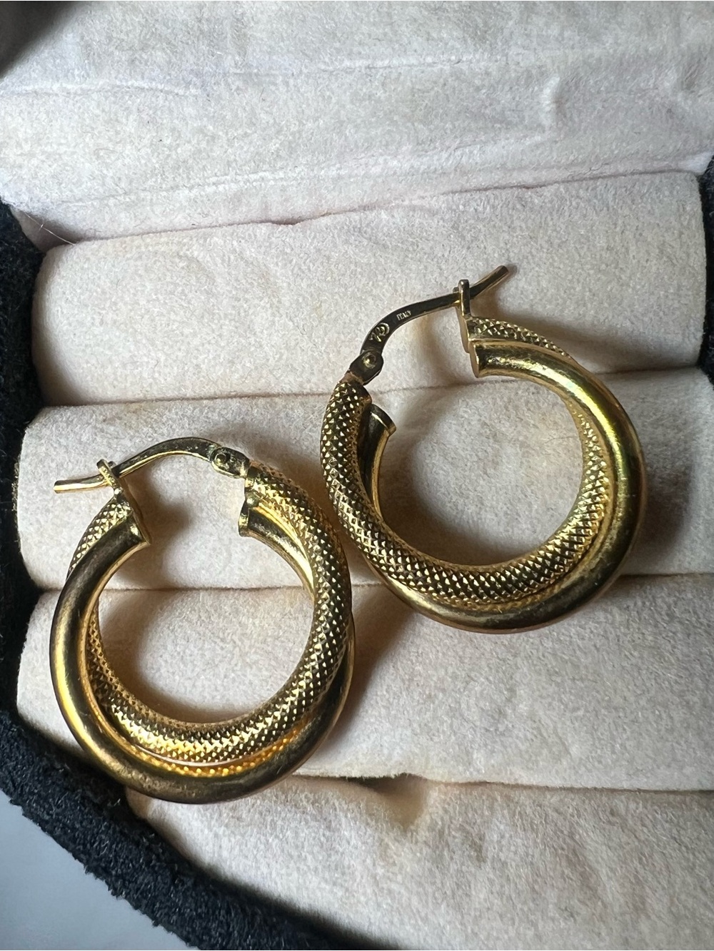 Gold Textured Hoop Earrings for Women - Classic Everyday Style